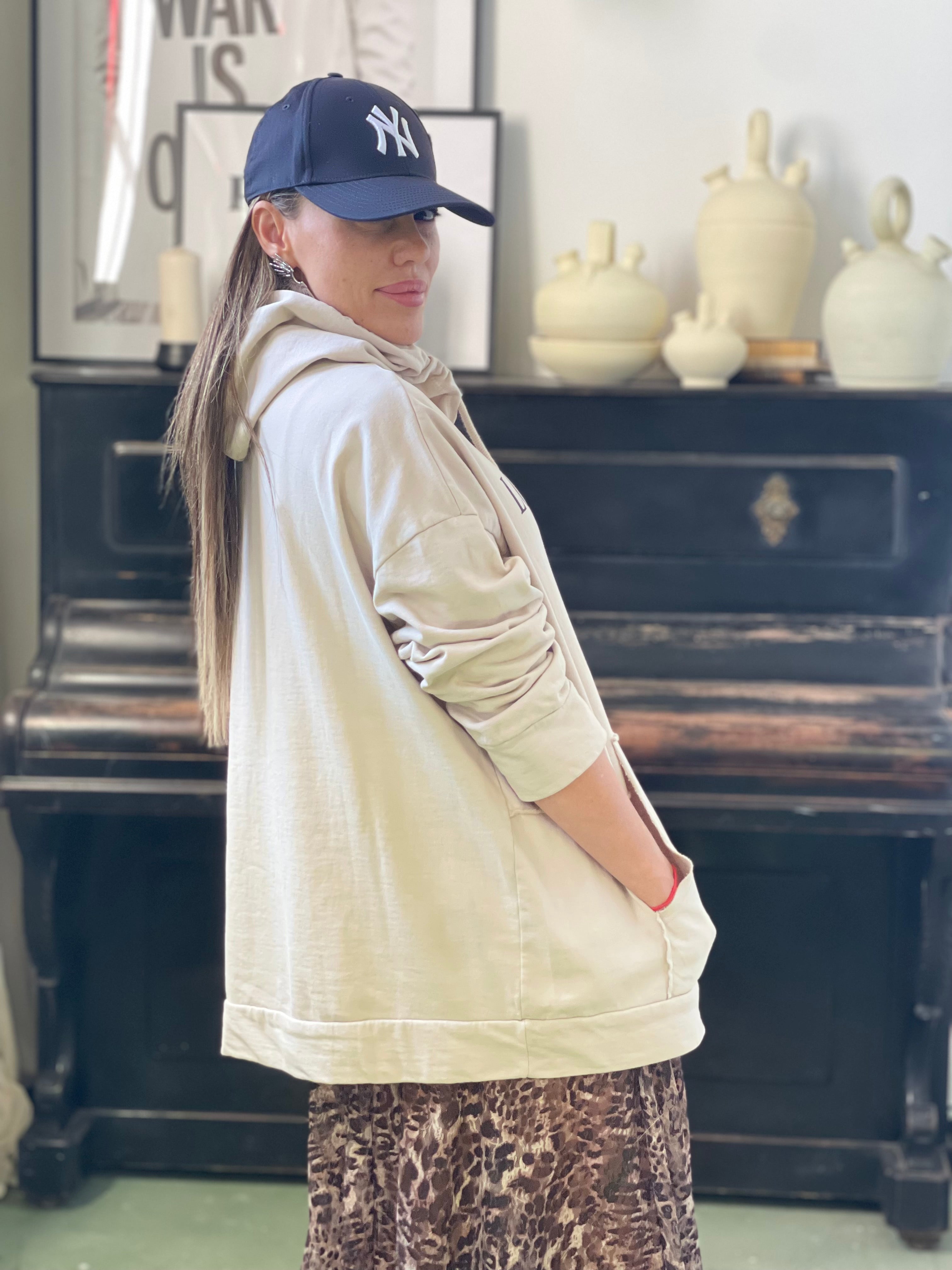Sudadera capucha Los Angeles piedra