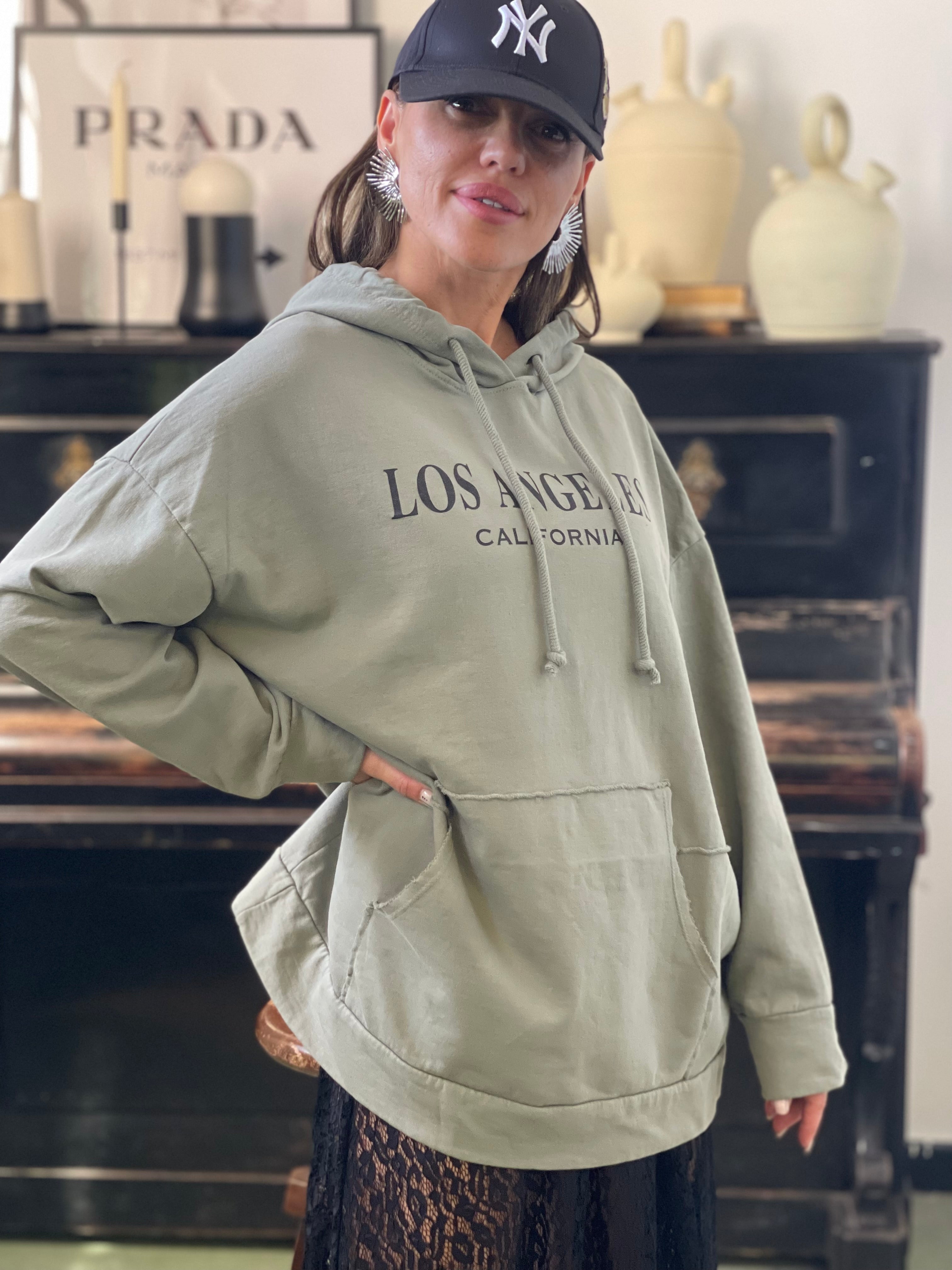 Sudadera capucha Los Angeles kaki