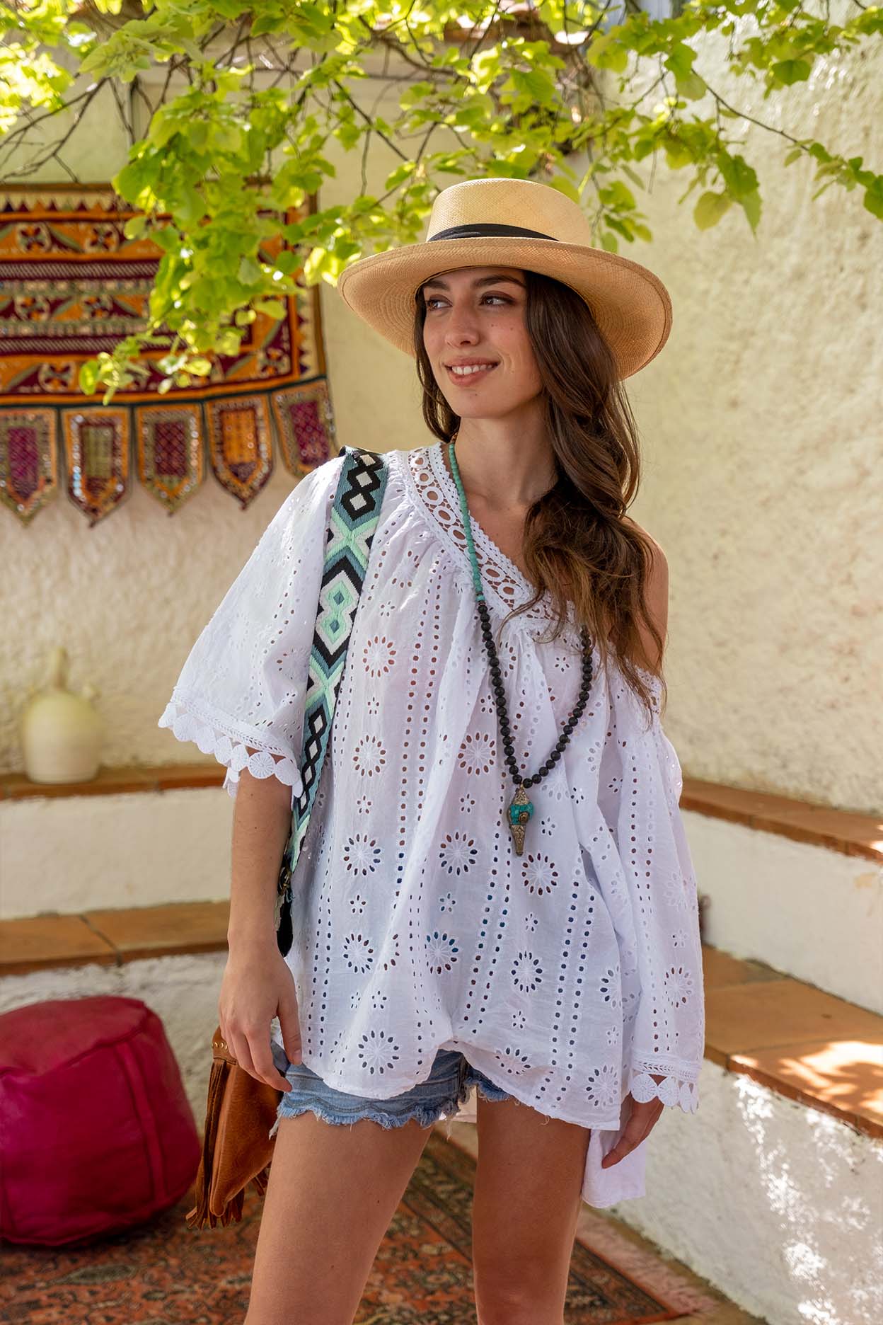 Blusa bordado suizo blanca