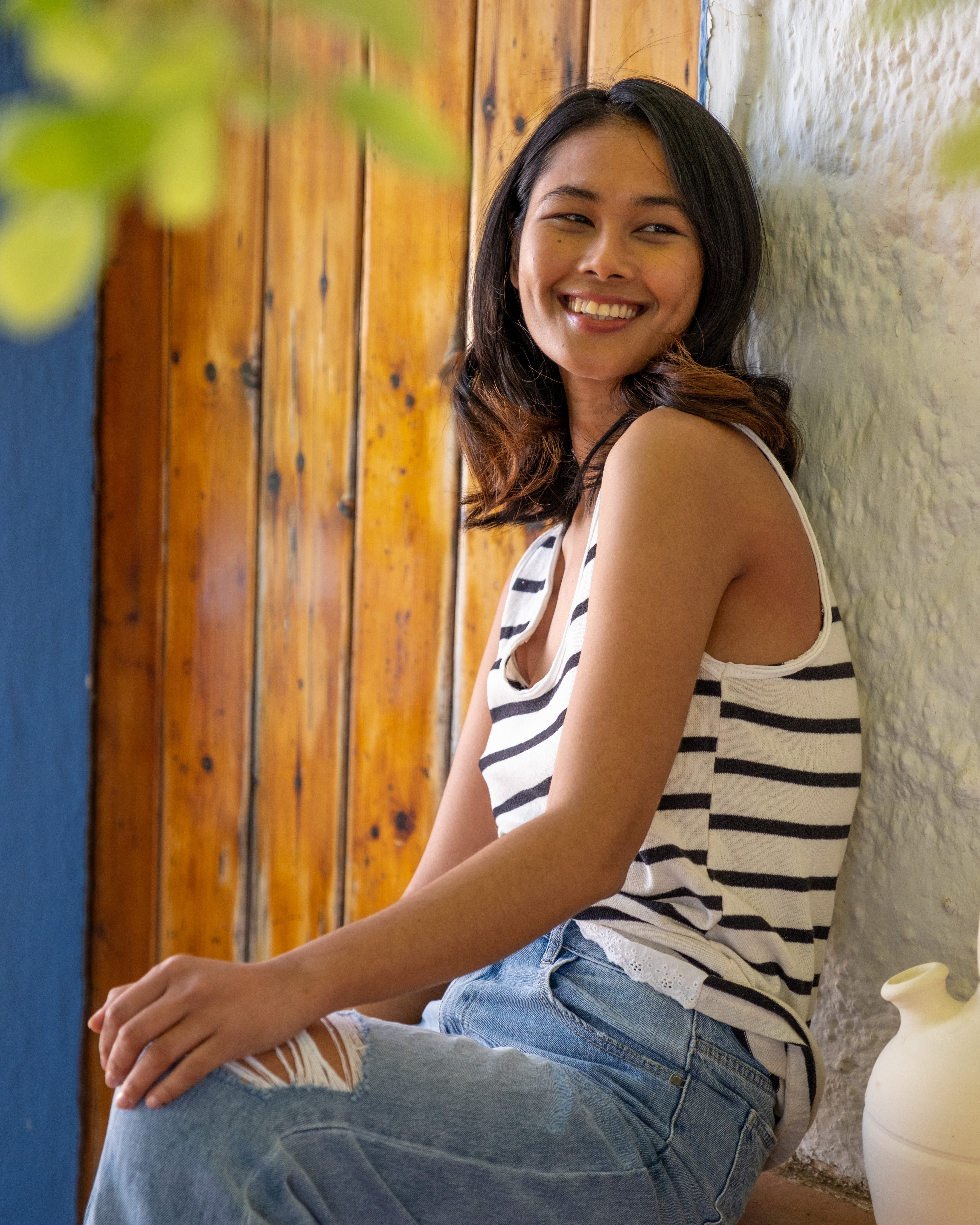 CAMISETA TIRANTES CON PUNTILLA NEGRA