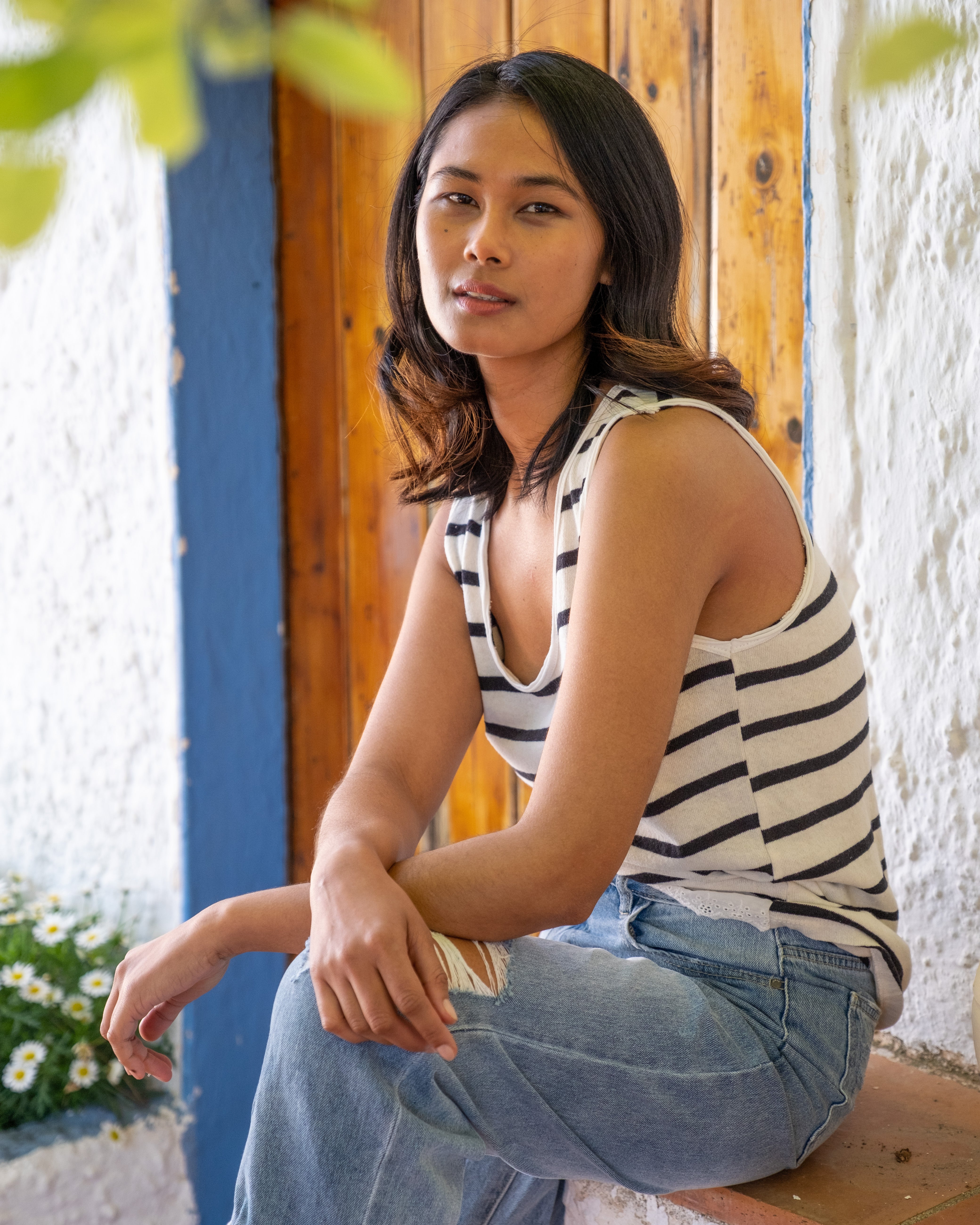 CAMISETA TIRANTES CON PUNTILLA NEGRA