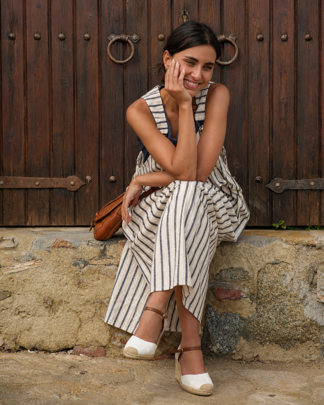 Vestido Pichi Rayas Crudo/Marino