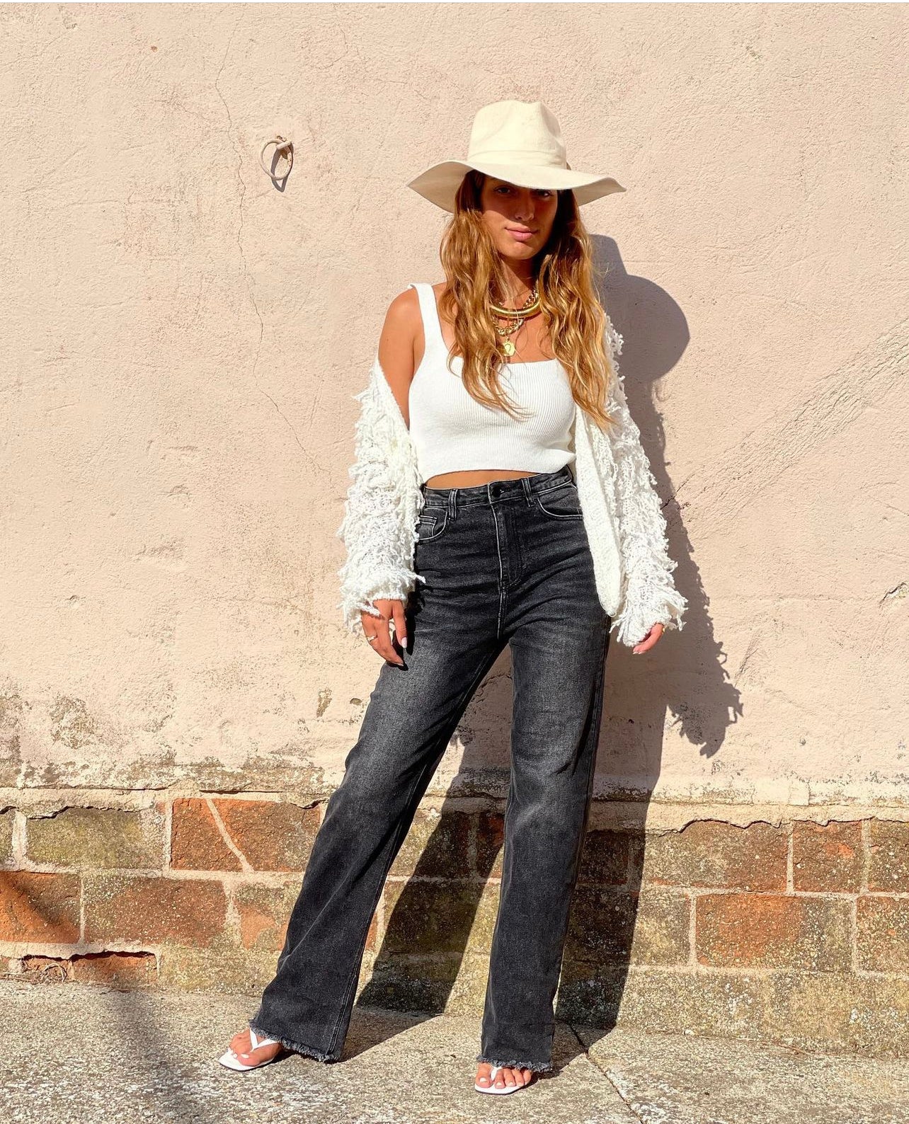 Chaqueta Cropped Flecos Blanca