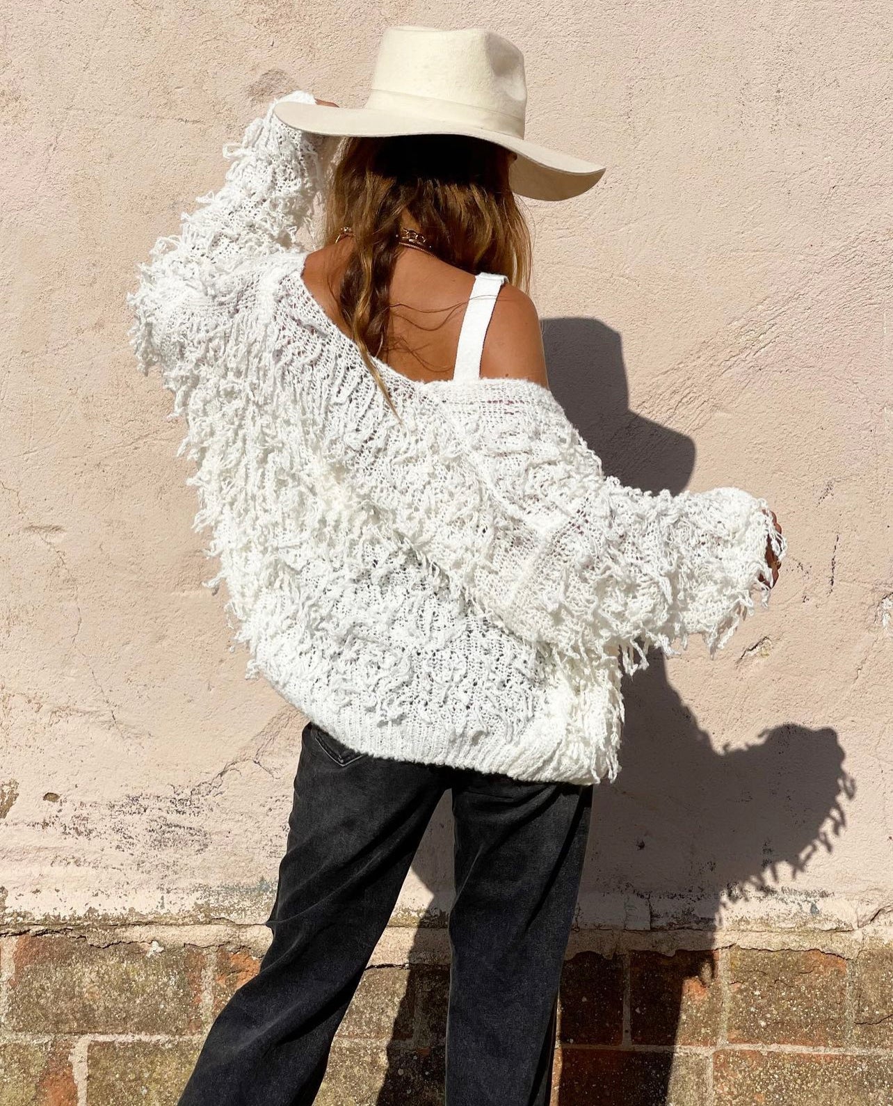 Chaqueta Cropped Flecos Blanca