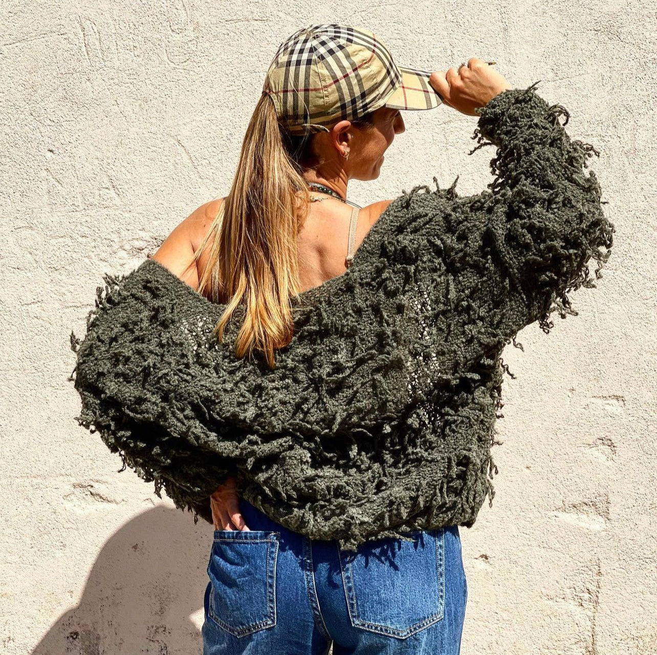 Chaqueta Cropped Flecos Kaki
