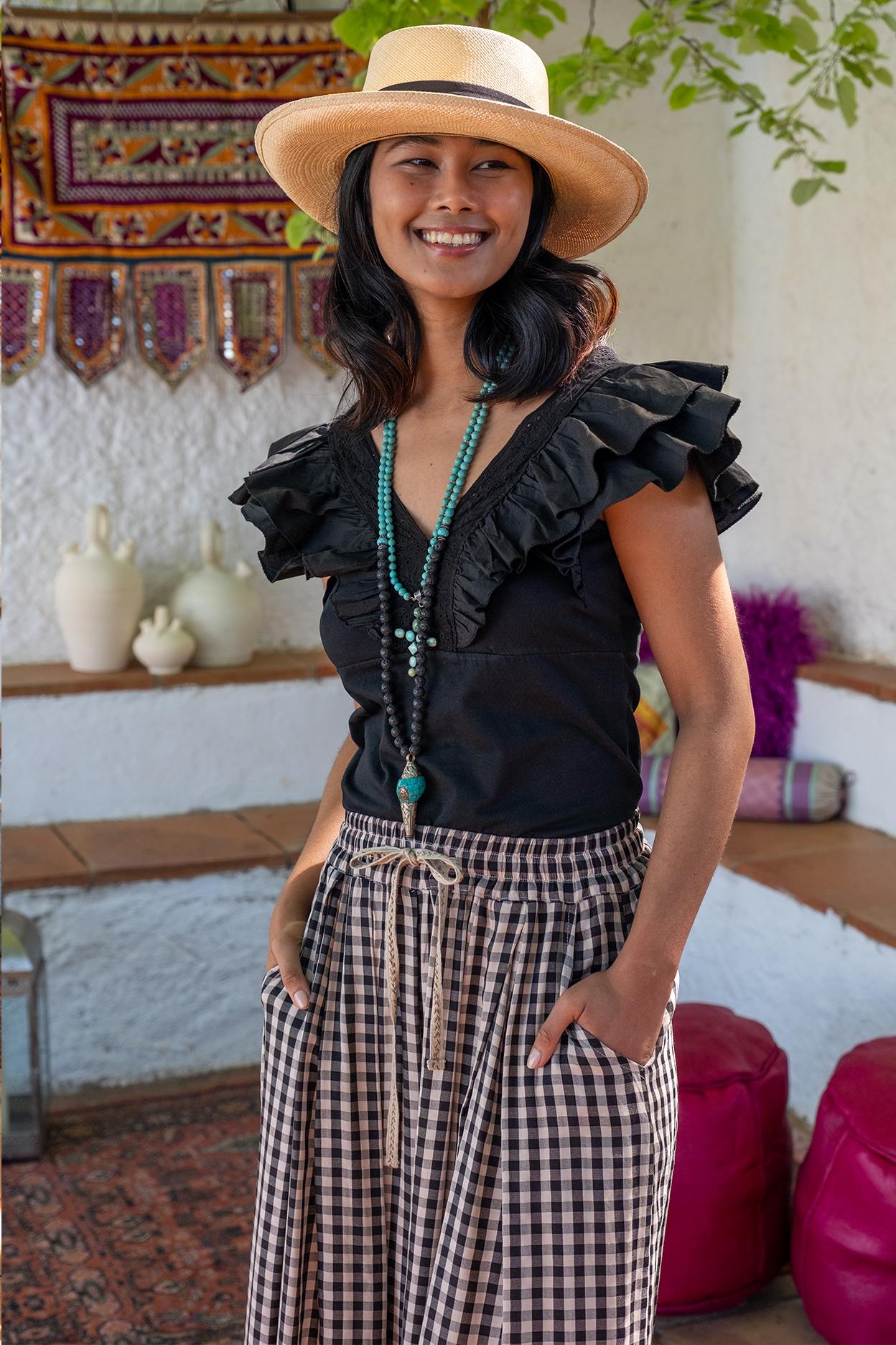 FALDA PANTALÓN CUADRO VICHY NEGRO