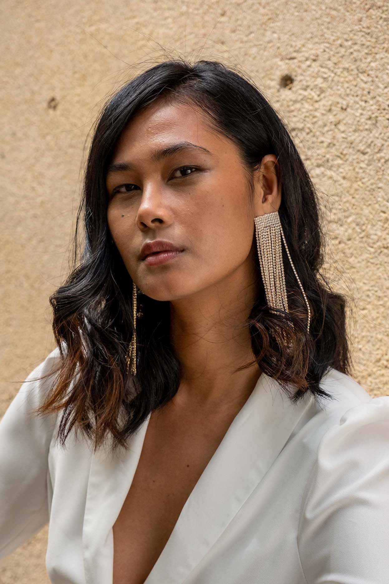 Shiny cascade earring