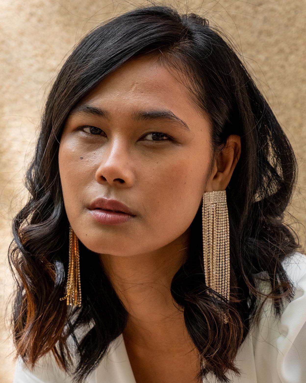 Shiny cascade earring