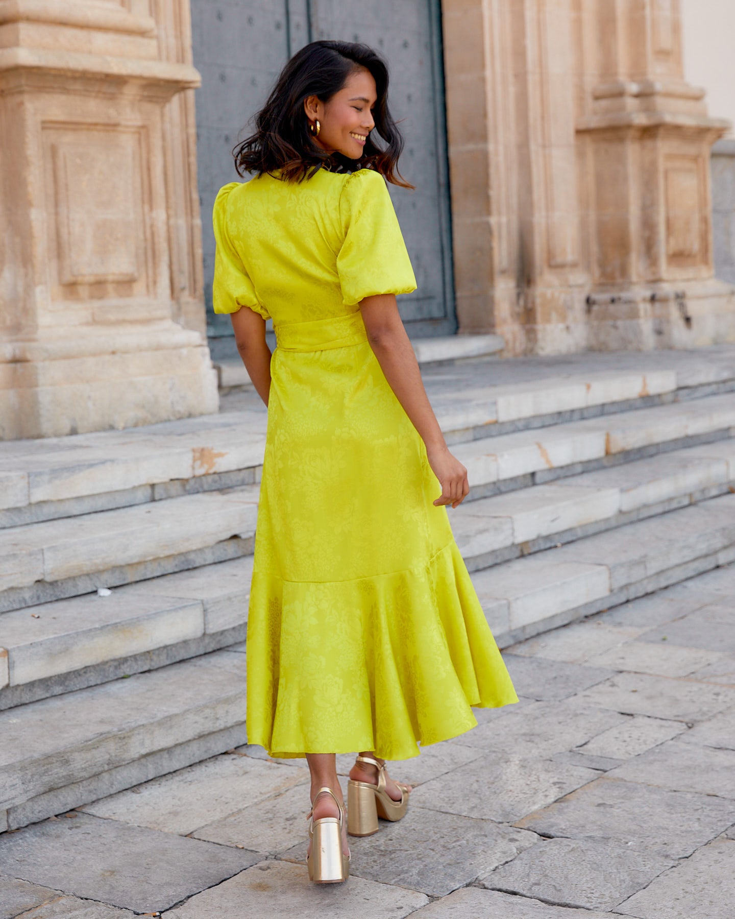 Vestido Lola Jacquard Lima elvestidordecandela