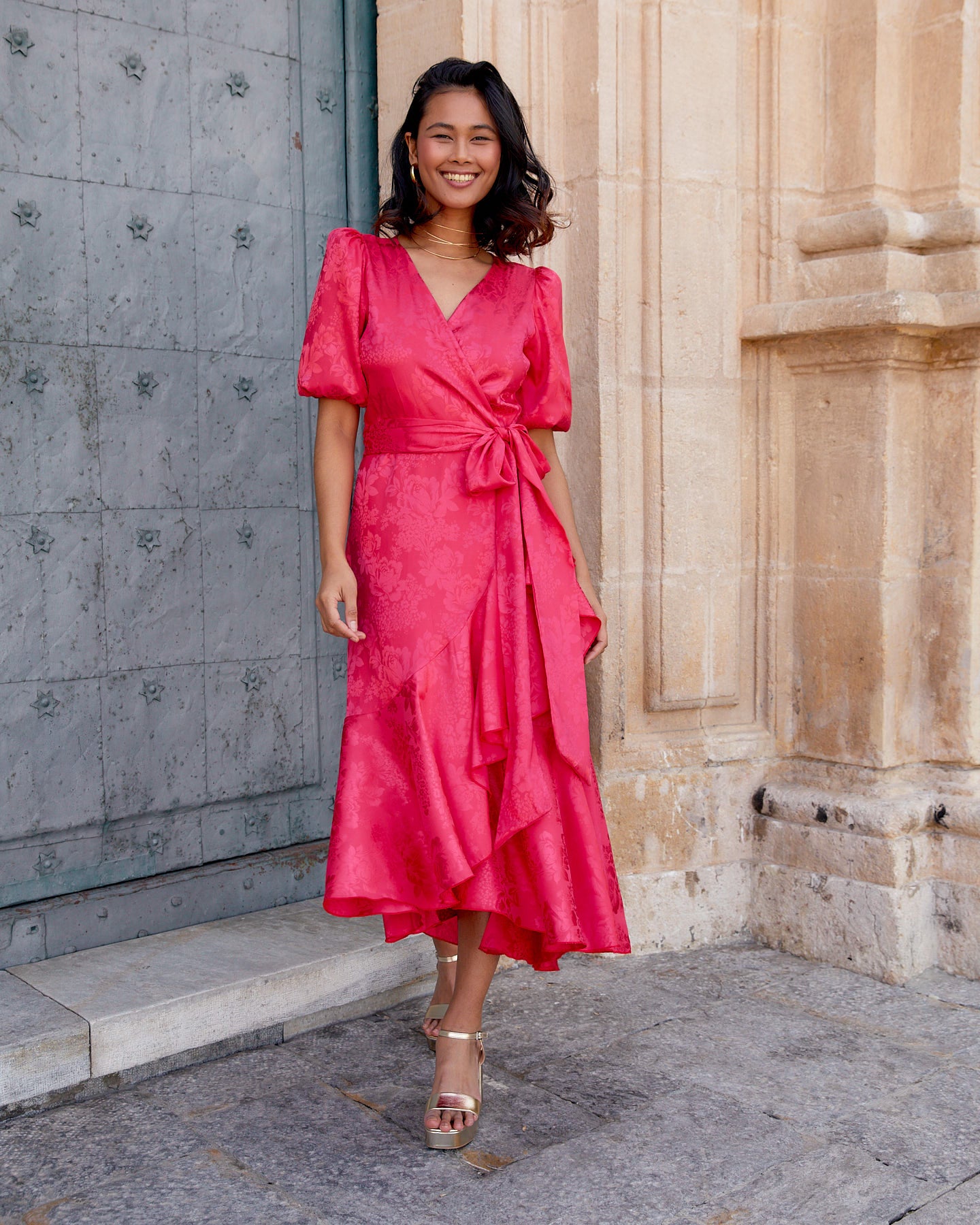 Vestido Lola Jacquard Fucsia elvestidordecandela