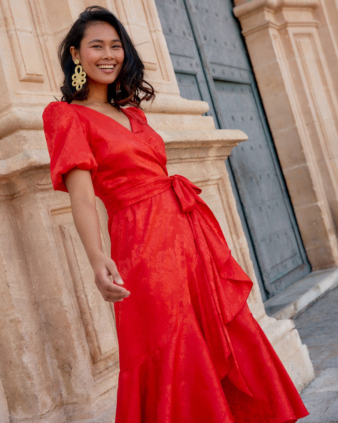 Vestido Lola Jacquard Coral elvestidordecandela
