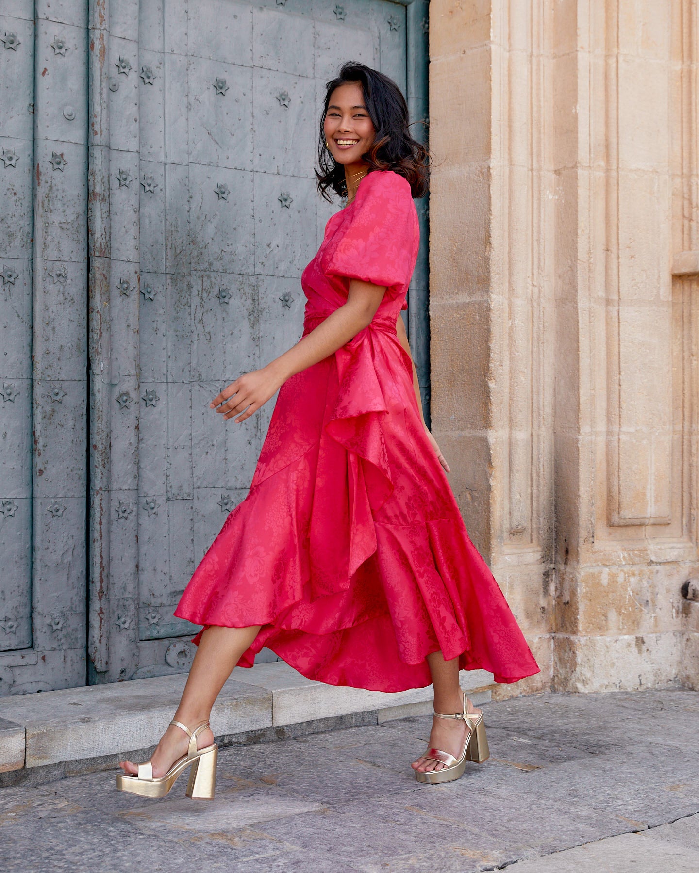 Vestido Lola Jacquard Fucsia elvestidordecandela