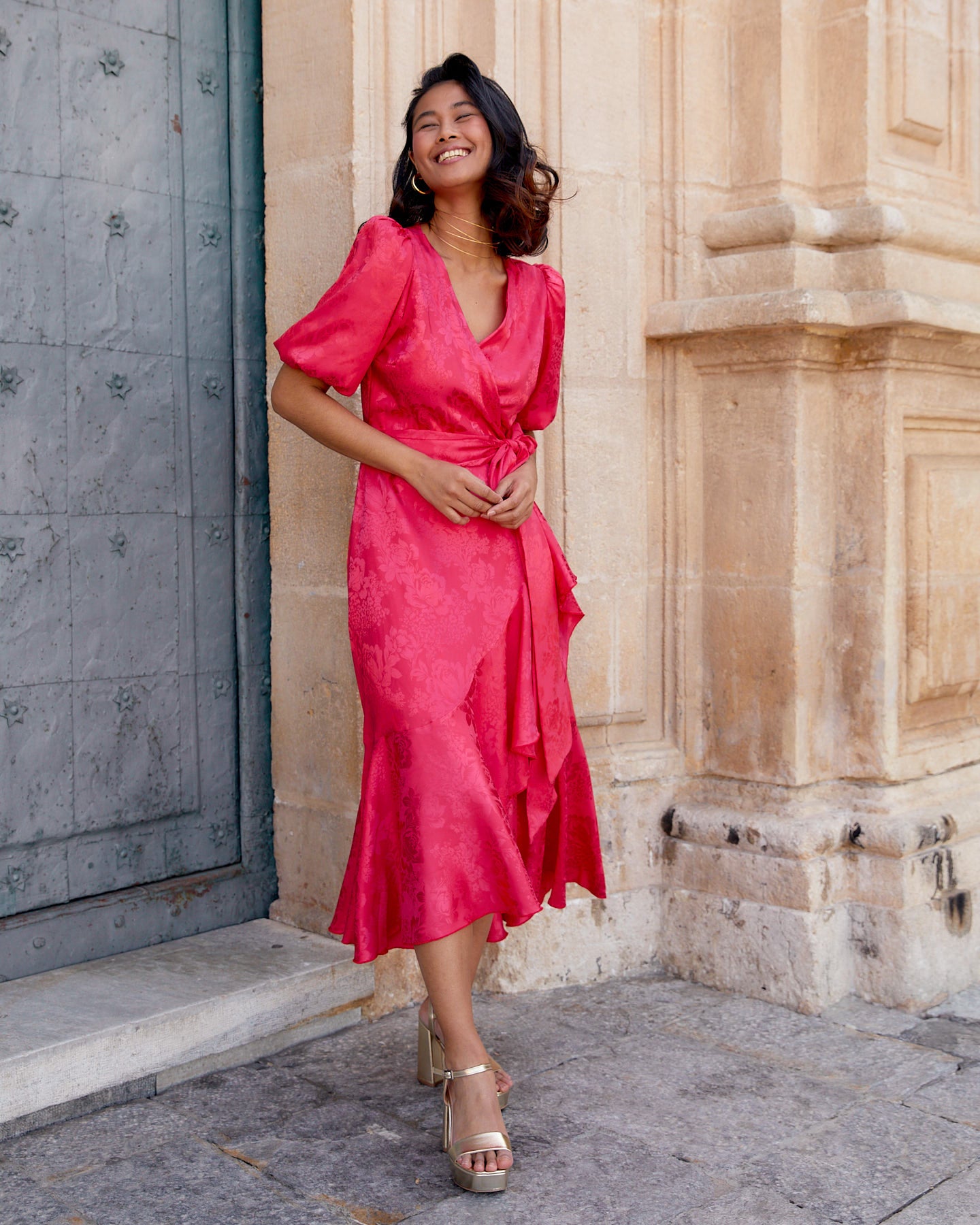 Vestido Lola Jacquard Fucsia elvestidordecandela