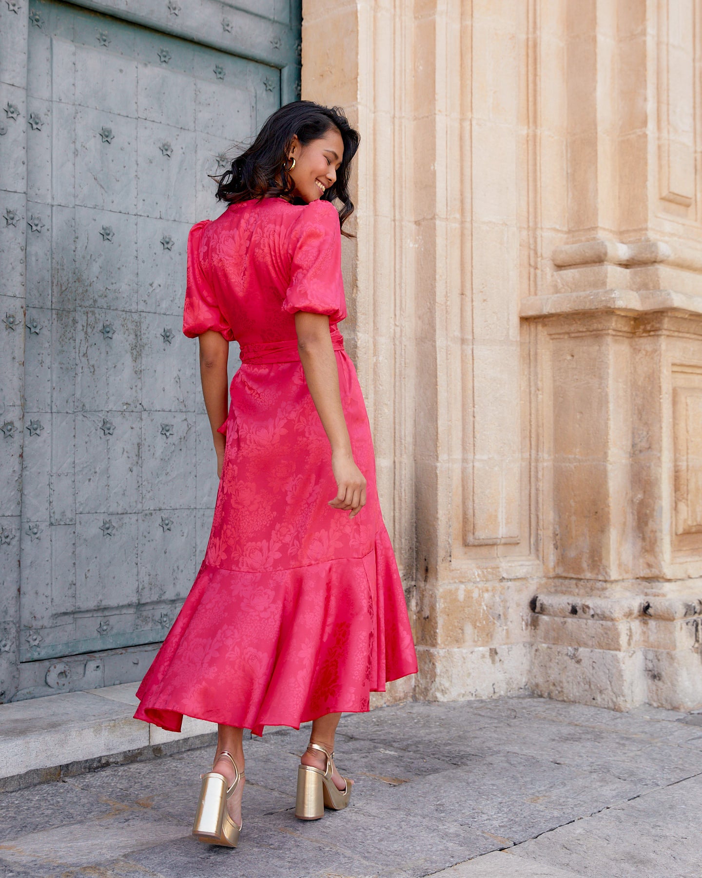 Vestido Lola Jacquard Fucsia elvestidordecandela