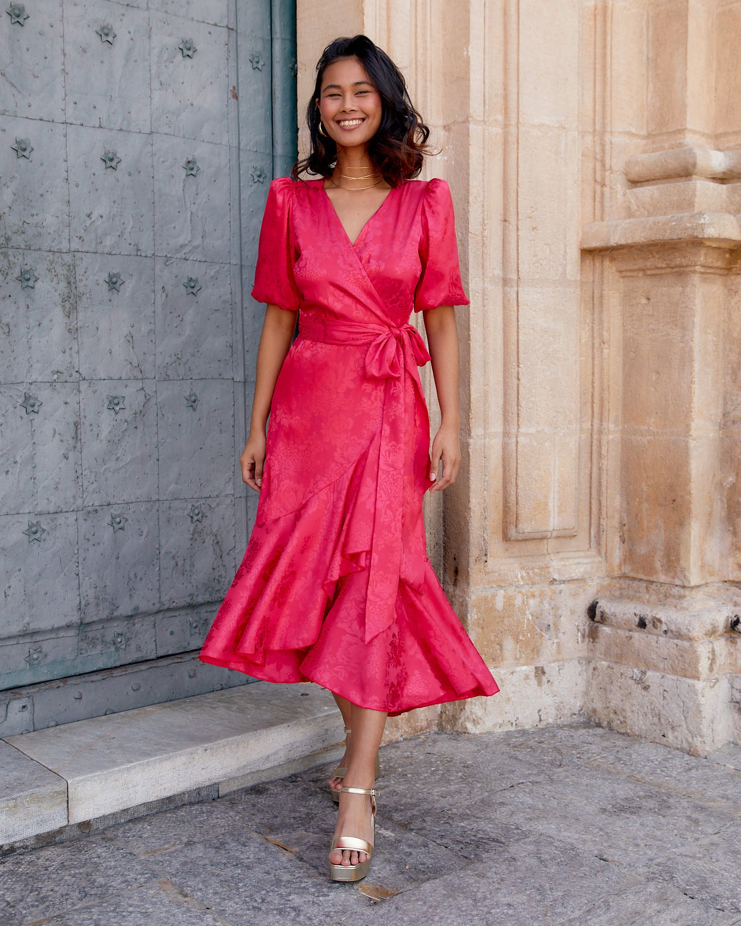 Vestido Lola Jacquard Fucsia elvestidordecandela