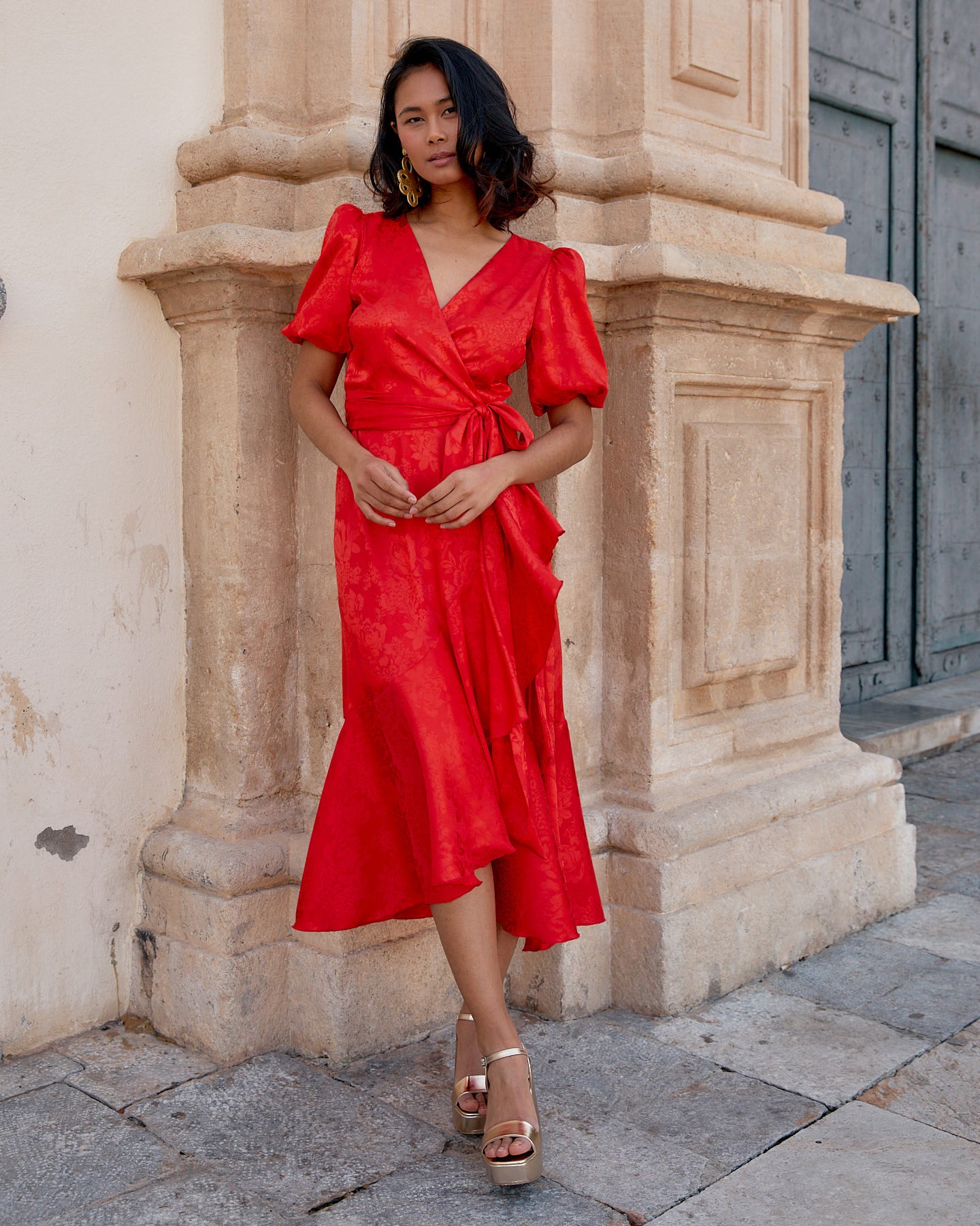 Vestido Lola Jacquard Coral elvestidordecandela