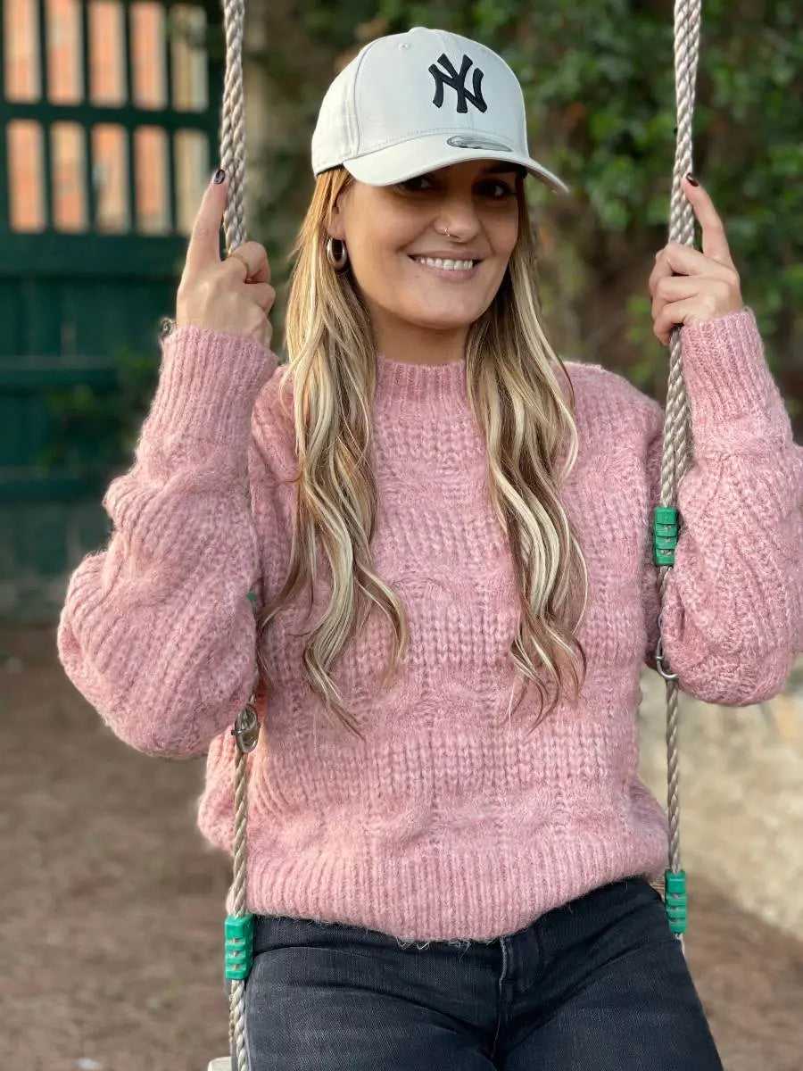 Jersey cropped trenzas rosa elvestidordecandela