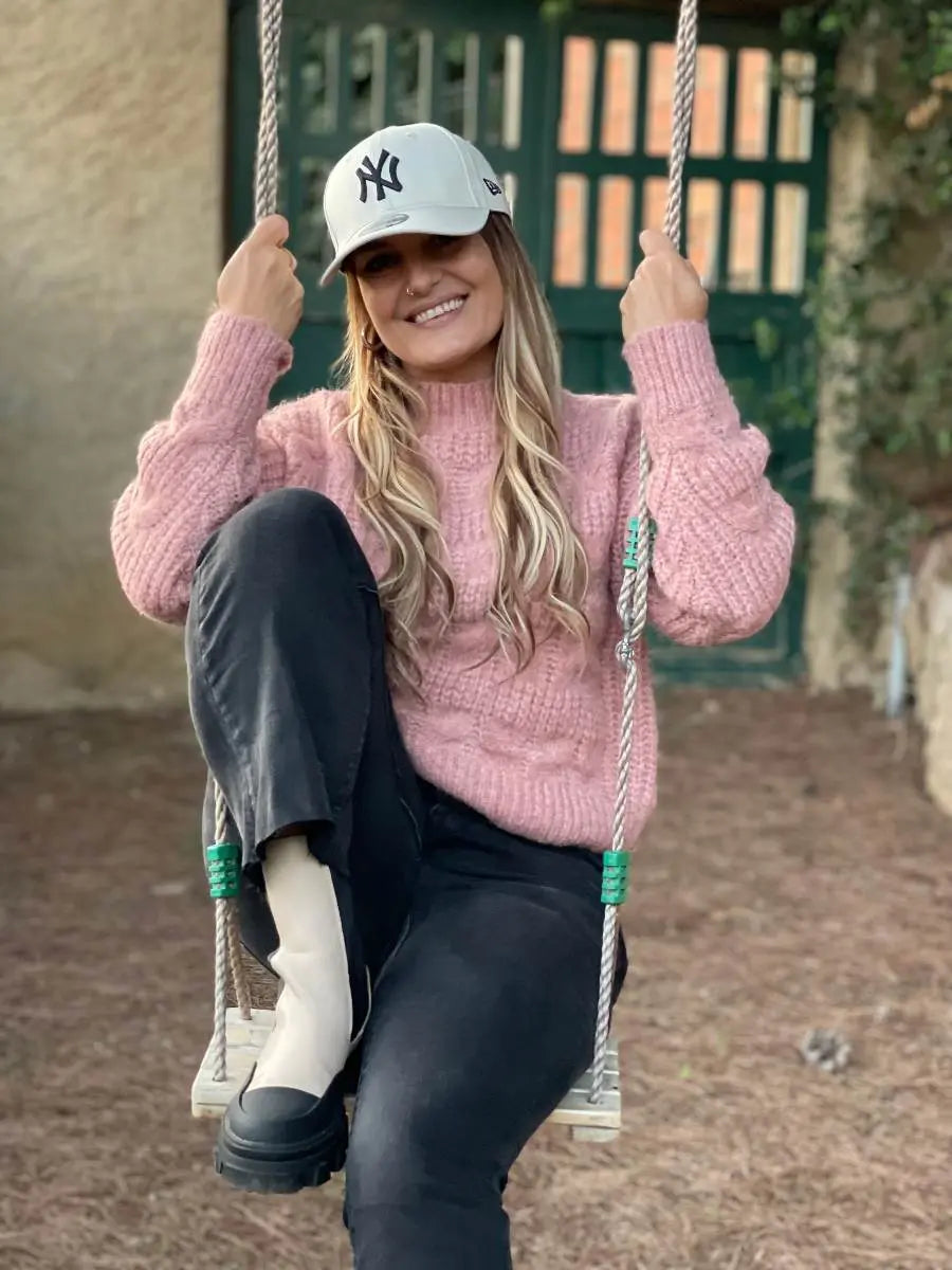 Jersey cropped trenzas rosa elvestidordecandela