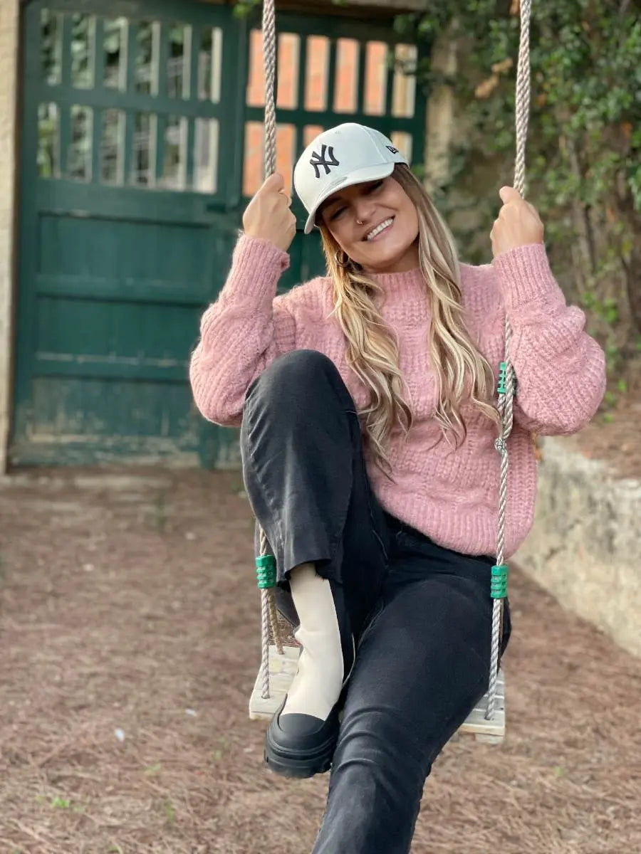 Jersey cropped trenzas rosa elvestidordecandela