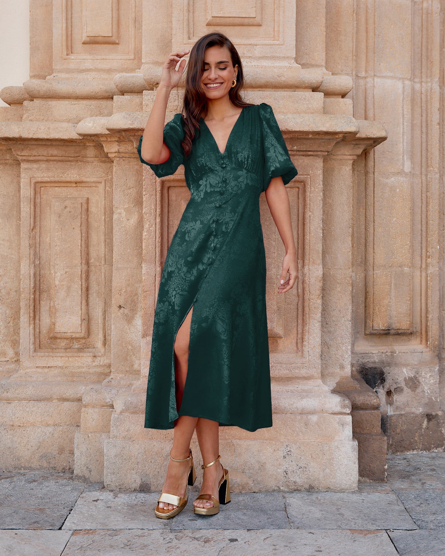 Vestido de invitada verde El vestidor de