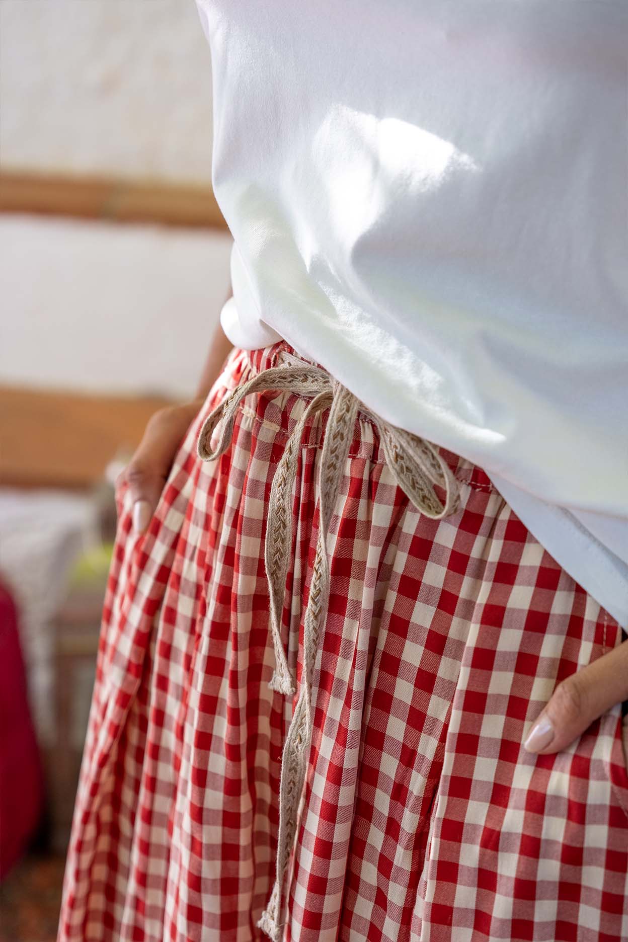 FALDA PANTALÓN CUADRO VICHY ROJO