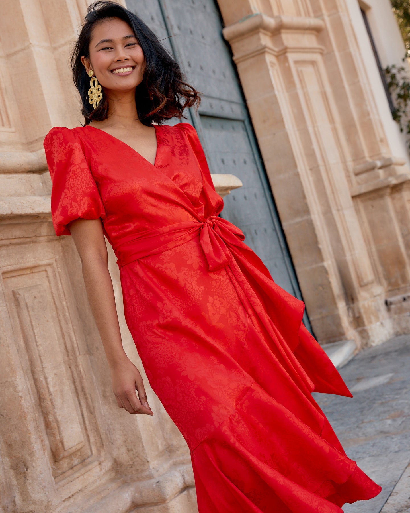 Vestido Lola Jacquard Coral elvestidordecandela