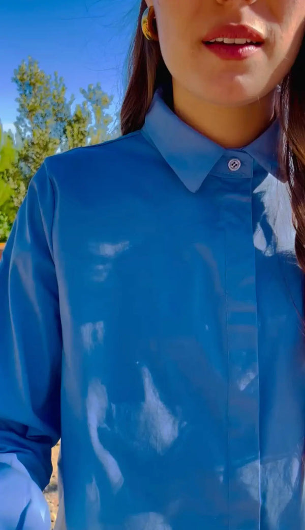 Camisa trapecio azul elvestidordecandela