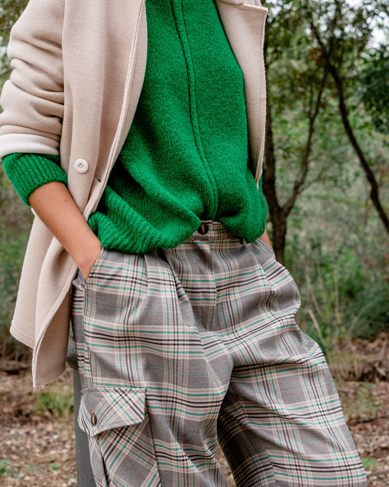 Pantalón masculino cargo cuadros verde elvestidordecandela
