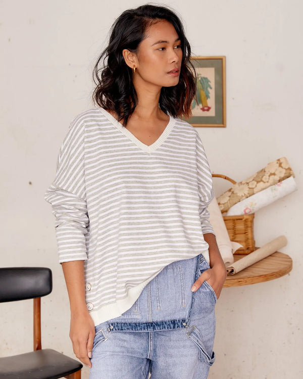 Sudadera rayas botón marinero elvestidordecandela